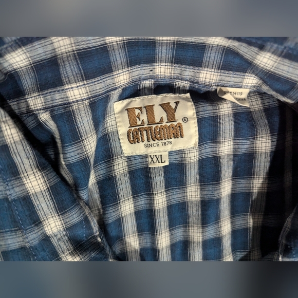 Ely Cattleman Blue Pearl Snap Shirt Men's Sz XXL Cowboy Western Short Sleeve. - Picture 4 of 14